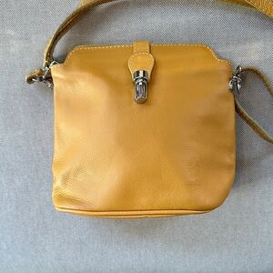 Vera Pelle Mustard Yellow Leather Crossbody Bag